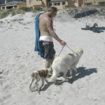 Chloe with Bono on his first day at the beach