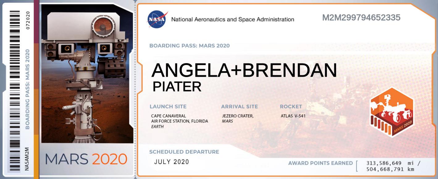 Our Boarding Pass, Mars 2020!