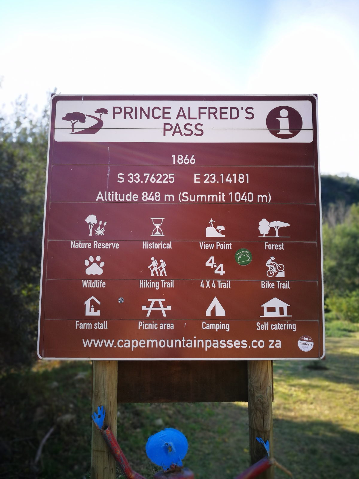 Prince Alfred's Pass Sign